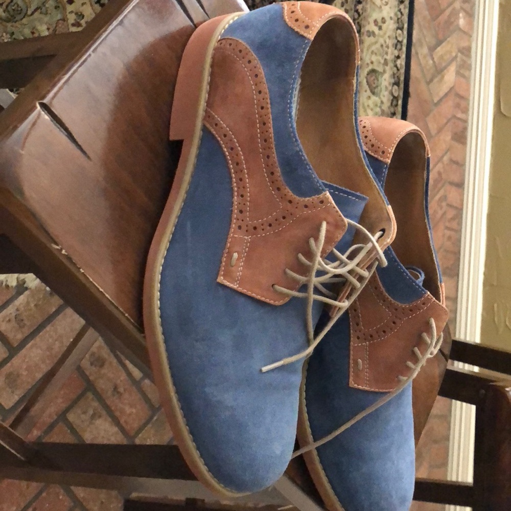 Blue suede Johnson Murphy’s shoes